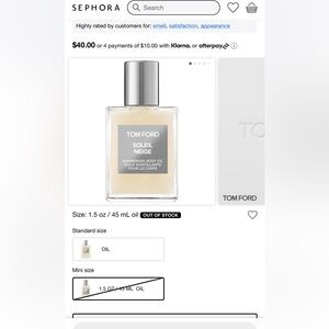 Tom Ford Soleil Neige shimmering body oil
1.5 fl ounces